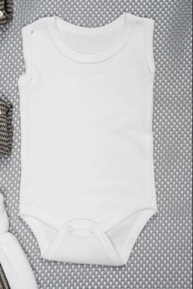 Kahverengi Askılı Pantolon Desenli 7'li Erkek Bebek Yenidoğan Takımı - 7