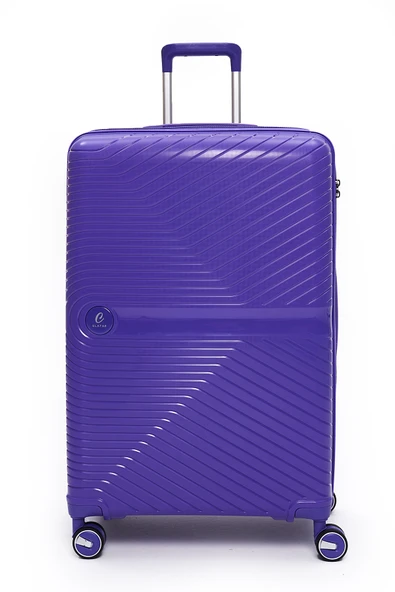 Elatae Exclusive Pro Polipropilen Kırılmaz 3'lü Valiz Seti Büyük - Kabin Boy ve Makyaj Çantası Mor 5239 - Resim 2