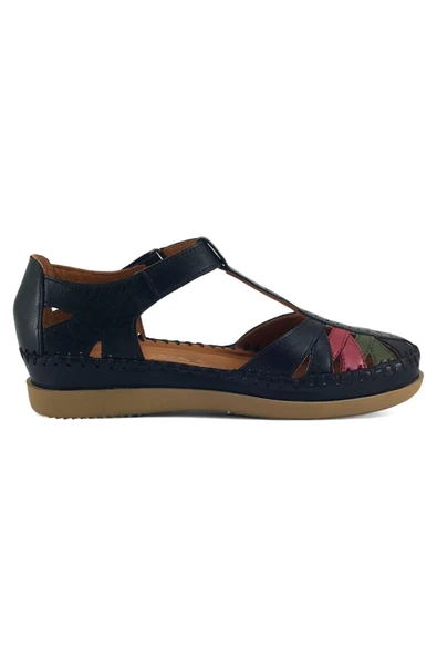 Venüs 25033540Y Kadın Hakiki Deri Renkli Kapalı Delikli Cırtlı Sandalet - 3