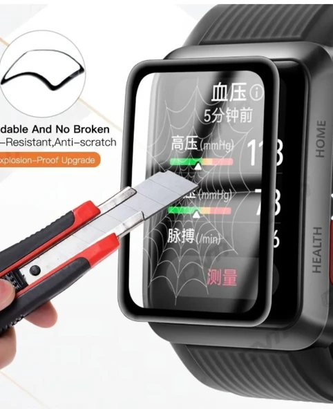 HUAWEI WATCH Fit 3 İle Uyumlu 20D Tam Kapatan Kenarleri Siyah Kırılmaz Nano Cam Ekran Koruyucu - 2