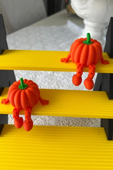 2 Adet Sevimli Bal Kabağı Oturan Figür | Masa & Raf Süsü Dekoratif Biblo - 4