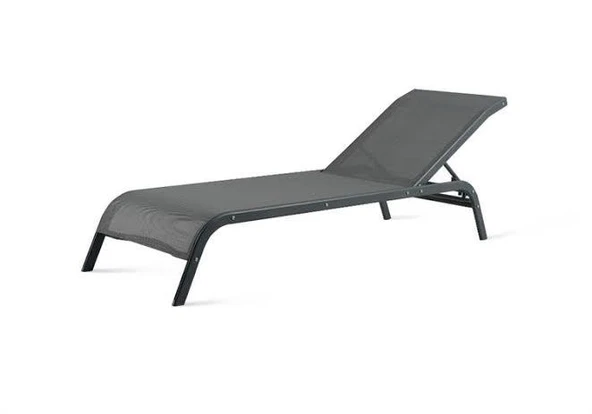 Omnipazar SY-2532 Brezza Fileli Alüminyum Lüks Şezlong Antrasit 2'li Set - 2