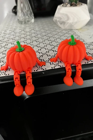 2 Adet Sevimli Bal Kabağı Oturan Figür | Masa & Raf Süsü Dekoratif Biblo - 2