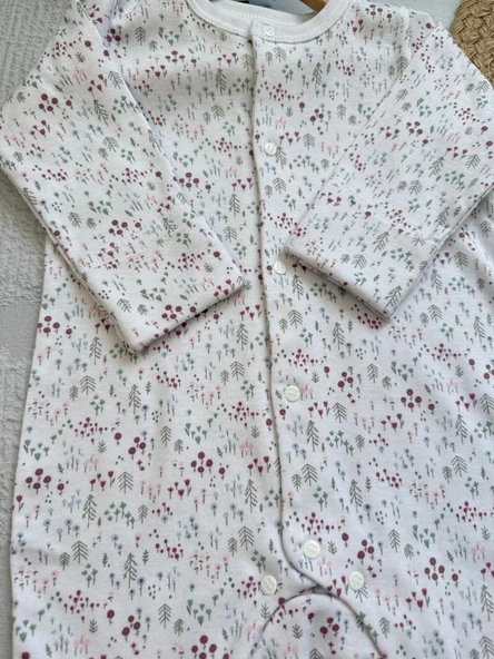 Mürdüm Bebek Tulum, Zıbın Takım İnterlok Kumaş , Çıt çıtlı Uzun Kollu, Şapkalı Seti - 3