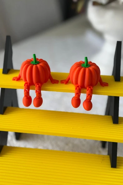 2 Adet Sevimli Bal Kabağı Oturan Figür | Masa & Raf Süsü Dekoratif Biblo - 3