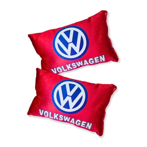 Volkswagen Dijital Baskılı Kırmızı Araç Seyahat Boyun Yastık 2'li Set Volkswagen Oto Ayna Askısı - 3