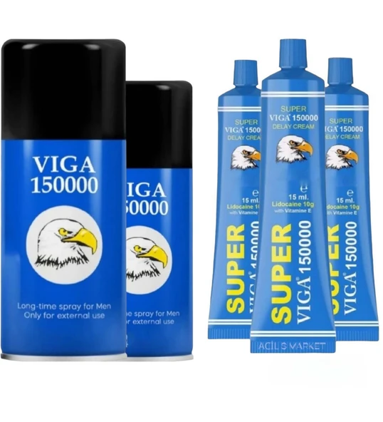 5 KUTU VİGA 150000 GECIKME ETKILI SPREY VE KREM SETİ - 5'Lİ SET PREMİUM KALİTE - 1