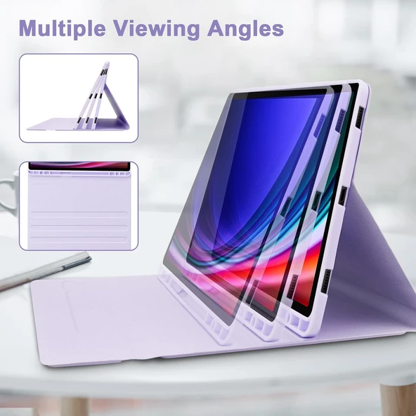Samsung Galaxy Tab S7 Fe Lte T730 T735 T737 Klavyeli Kılıf Bluetooth Bağlantı Kalem Bölmeli Koruyucu  LAVANTA