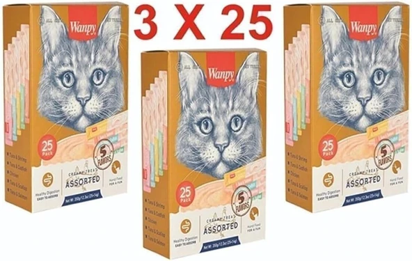 Wanpy Hüptrik Sıvı Ödül Kedi 75 Adet Karışık