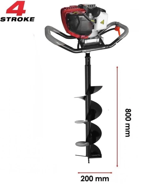 Gardenpro EA142 Toprak Burgu Makinası 4 Zamanlı Motor 200 mm