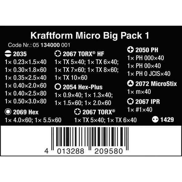 WERA Kraftform Micro Big Pack 25 Parça Mikro Tornavida Takımı - 10