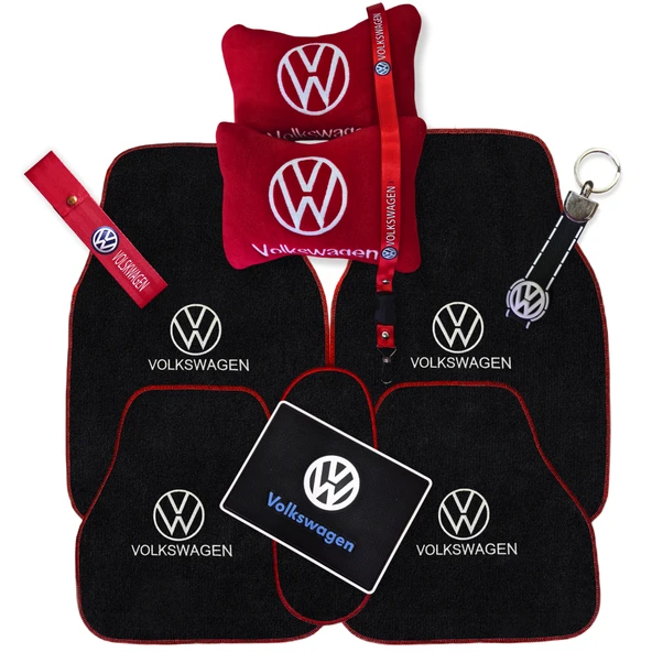 Volkswagen Nakışlı Araç Oto Halı Paspas Volkswagen Kırmızı Polar Oto Yastık & Araç Aksesuar