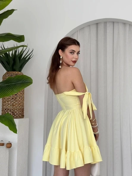 VERO OMUZ BAĞLAMALI ELBİSE - 5