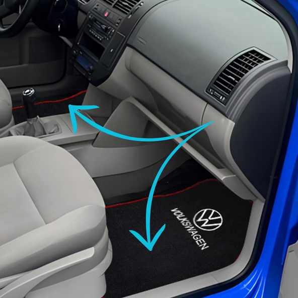 Volkswagen Nakış İşlemeli 5 Parça Araç Oto Halı Paspas Kırmızı Kenarlı Volkswagen Nakışlı Paspas ürün görseli