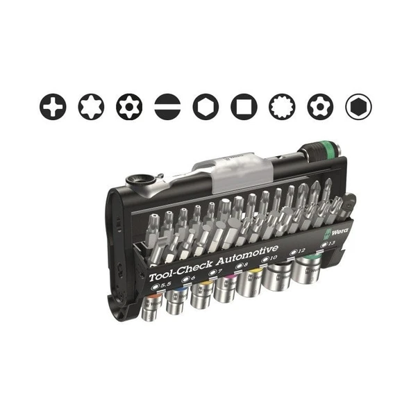 WERA Tool-Check Automotive1 Mini Lokma ve Bits Uç Seti (05200995001) - 3