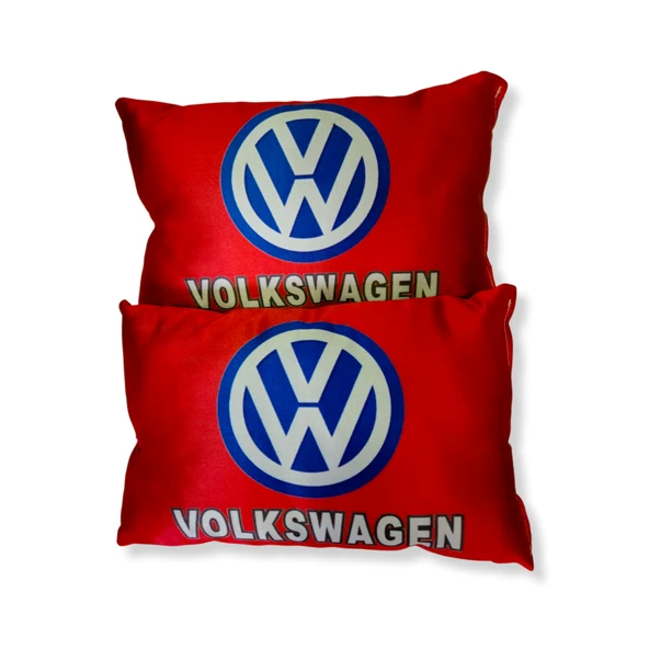 Volkswagen Nakışlı Oto Halı Paspas Volkswagen Dijital Baskılı Kırmızı Yastık & Emniyet Kemer Pedi - Resim 2
