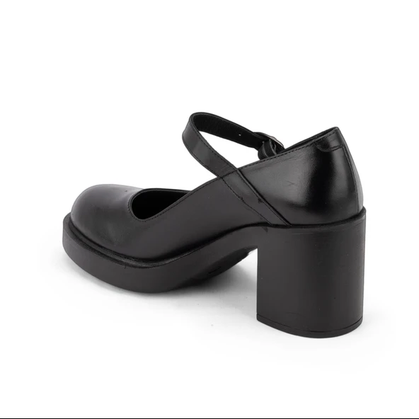 Kadın Hakiki Deri Kalın Topuklu Bantlı Günlük Ayakkabı / Mary Jane Shoes - 7