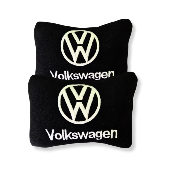Volkswagen Nakış İşlemeli 5 Parça Araç Oto Halı Paspas Volkswagen Siyah Polar Oto Boyun Yastığı - Resim 3