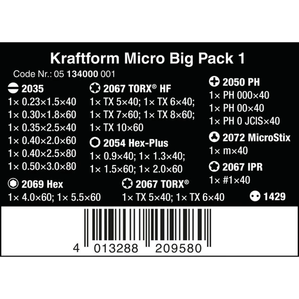 WERA Kraftform Micro Big Pack 25 Parça Mikro Tornavida Takımı - 3