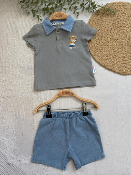 Kot Yakalı Ayıcık Baskılı Alt Üst Takım - 10