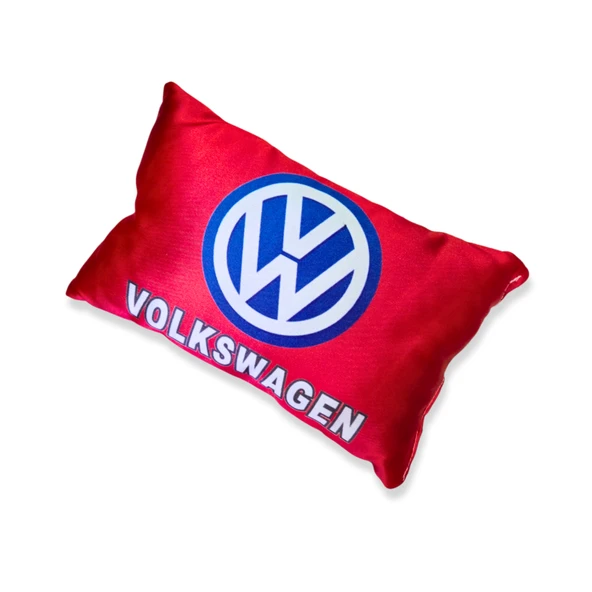 Volkswagen Uyumlu Dijital Baskılı Kırmızı Araç Seyahat Boyun Yastık  2'li Set - 3