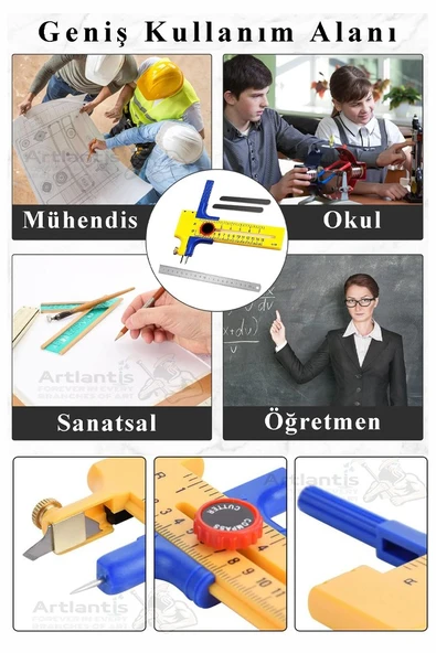 Daire Keser Maket Bıçağı Ayarlanabilir 11 Parça 1 Paket Yüksek Kaliteli PVC Hassas Daire Kesici Kesme Pusula 15cm - Resim 6