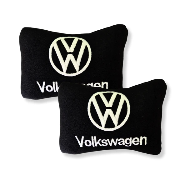 Volkswagen Uyumlu Siyah Polar Ortopedik Araç Koltuk Seyahat Boyun Yastık & Mavi Oto Ayna Askısı - Resim 3