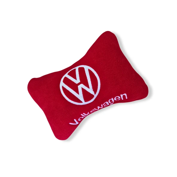 Volkswagen Uyumlu Kırmızı Polar Ortopedik Araç Koltuk Seyahat Boyun Yastık / 2'Li Set - Resim 3