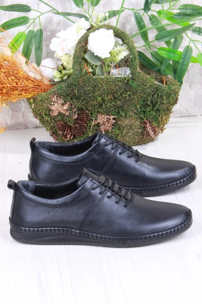 Mehmet Mete 425060 Yumuşak Esnek Rahat Lastik Bağcıklı Hakiki Deri Erkek Ayakkabı - Resim 2