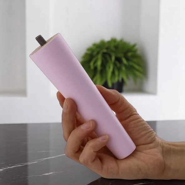 2 Adet Ahşap Ayak 15 Cm Açık Pembe M8 Civatalı Bağlantı Aparatlı Dolap Mobilya Koltuk Kanepe Destek Ayağı Ayakları - 2