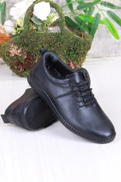 Mehmet Mete 425060 Yumuşak Esnek Rahat Lastik Bağcıklı Hakiki Deri Erkek Ayakkabı - Resim 4