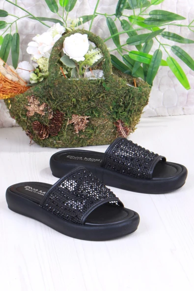 Fort 35035 Diva Comfort Dantel Taş Detaylı Kadın Terlik - Resim 3