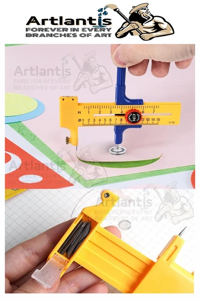 Daire Keser Maket Bıçağı Ayarlanabilir 11 Parça 1 Paket Yüksek Kaliteli PVC Hassas Daire Kesici Kesme Pusula 15cm - Resim 4