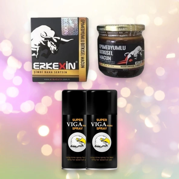 Orjinal Erkexin Ballı Bıtkısel Karışım Macun 43 gr + 2 Kutu Orijinal Super Viga 50000 Erkek Gecikme Etkili Delay Sprey