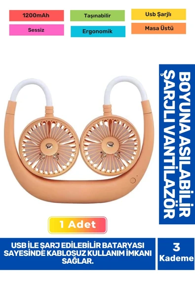 3 Kademeli Ultra Sessiz Sarı Eller Serbest Boyuna Asılabilir Şarjlı Klima Soğutucu Fan Vantilatör