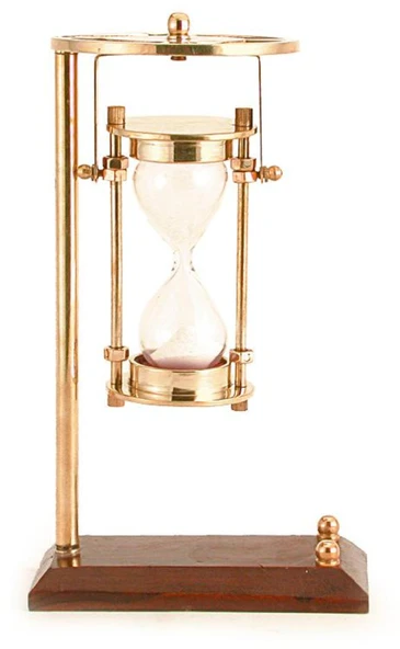 DENİZCİLİK GRUBU-Marine Pirinç Aksesuar-STANDLI KUM SAATİ-13x8x21 CM-JTTR31465 ürün görseli