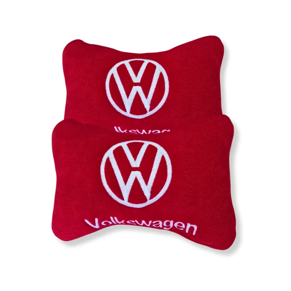 Volkswagen Uyumlu Kırmızı Polar Ortopedik Araç Koltuk Seyahat Boyun Yastık / 2'Li Set ürün görseli