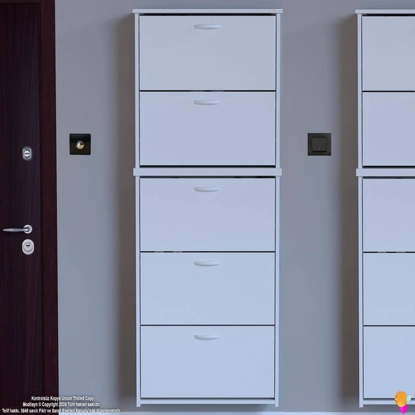 Modilayn VERVE Asma Kapı Önü 72x194x26 cm’lik 5 Düşer Kapak 10 Göz Bölmeli Ayakkabılık - 4