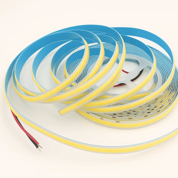 COB LED Şerit 5m 12V Beyaz Işık 320LED/m 8mm IP20 Adaptör ve Dokunmatik Tuş Dahil Yapışkanlı Aydınlatma Hortumu - 7