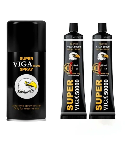 1 KUTU VİGA 50000 YÜKSEK KALİTE GECIKME ETKILI SPREY + 2 KUTU VİGA 50000 GECIKME ETKILI KREM