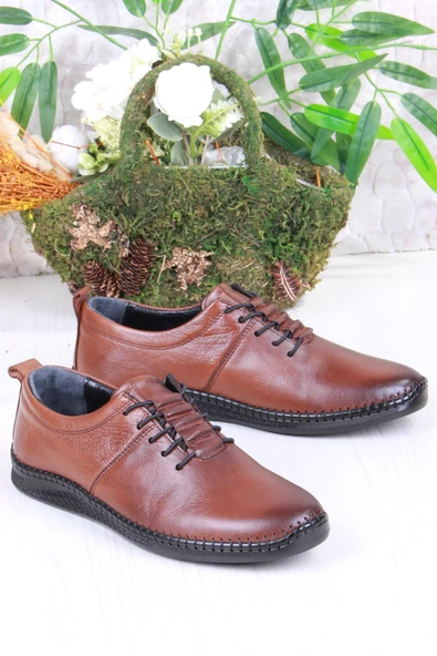 Mehmet Mete 425060 Yumuşak Esnek Rahat Lastik Bağcıklı Hakiki Deri Erkek Ayakkabı - Resim 6