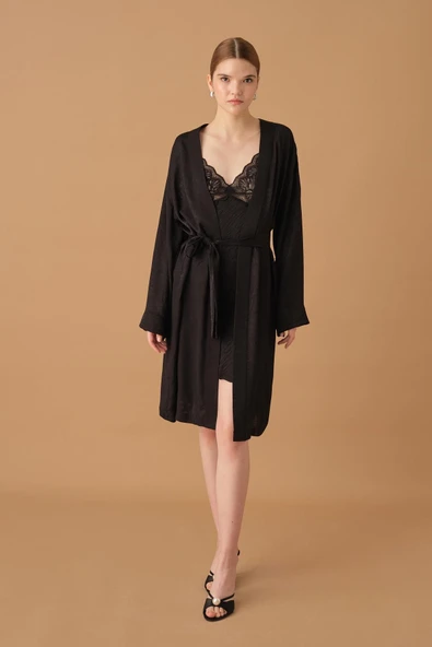 Pierre Cardin İpek Saten Altılı Gelin Çeyiz Takımı - Lx.25272 Black - 2
