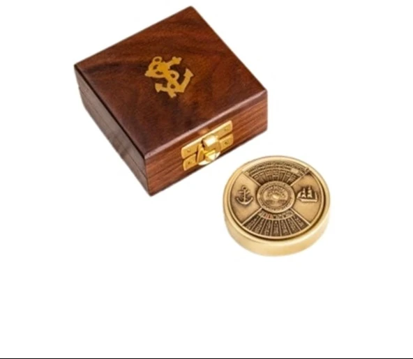 DENİZCİLİK GRUBU-Marine Pirinç Aksesuar-KUTULU PUSULA-9x9x4 CM-JTTR2706 ürün görseli