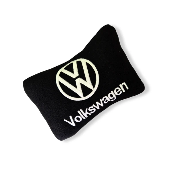 Volkswagen Nakış Işlemeli Siyah Polar Ortopedik Araç Oto Koltuk Seyahat Boyun Yastık / 2'li Set - 3