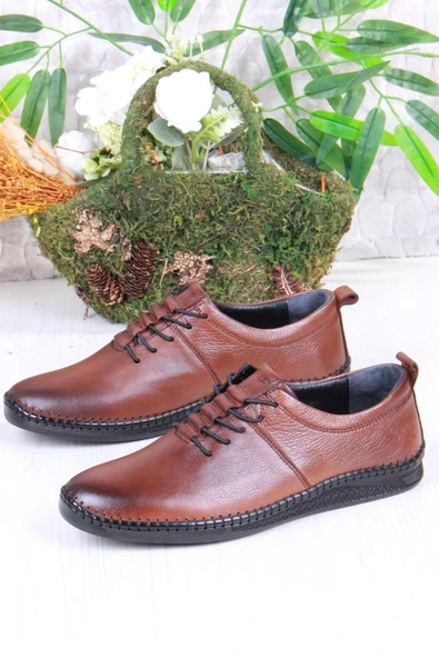 Mehmet Mete 425060 Yumuşak Esnek Rahat Lastik Bağcıklı Hakiki Deri Erkek Ayakkabı - Resim 8