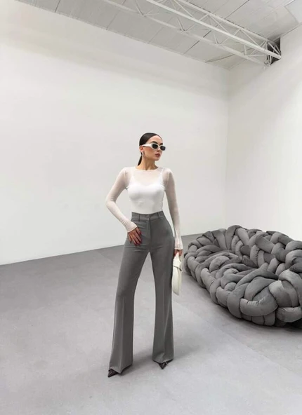230 Gr Poly Viscose Full Lycra İspanyol Paça Pantolon - 3