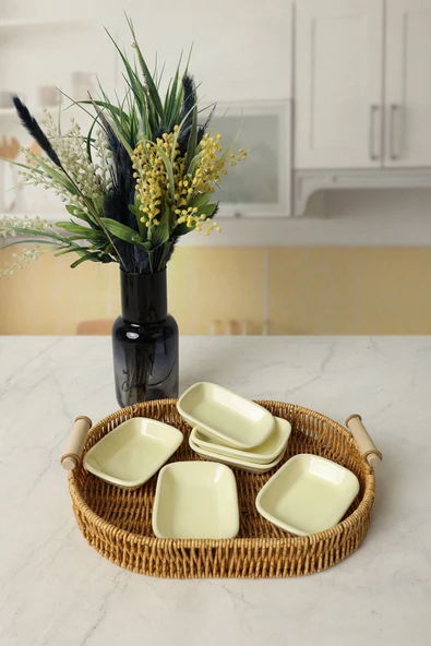 Keramika Sarı Dikdörtgen Çerezlik 11 Cm 6 Adet 103 ürün görseli 1