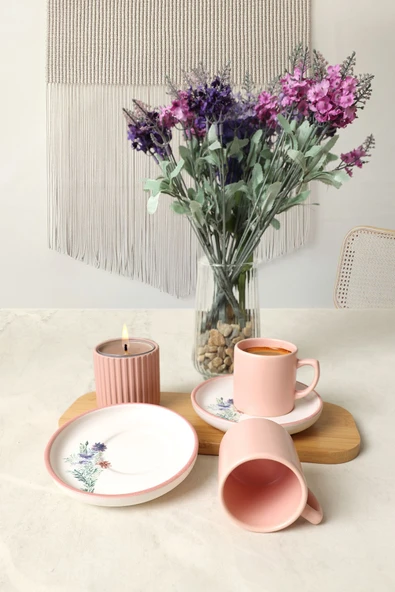 Keramika Keramika Elegant Blossoms Pembe Kahve Takımı 4 Parça 2 Kişilik 21793 - 4