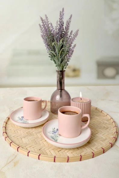 Keramika Keramika Elegant Blossoms Pembe Kahve Takımı 4 Parça 2 Kişilik 21793 - 2