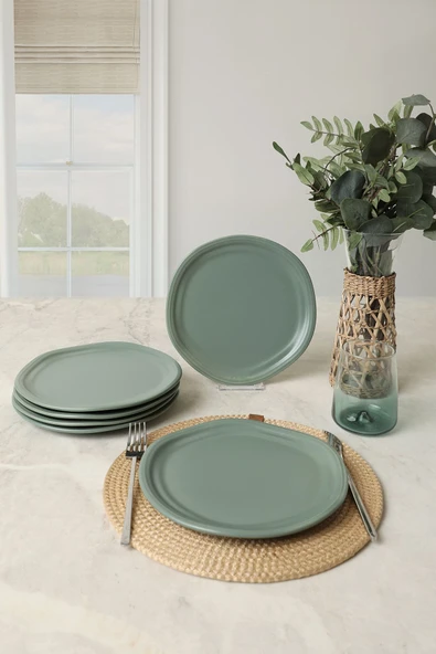 Keramika Mat Yeşil Bloom Pasta Tabağı 24 Cm 6 Adet 322 - 2